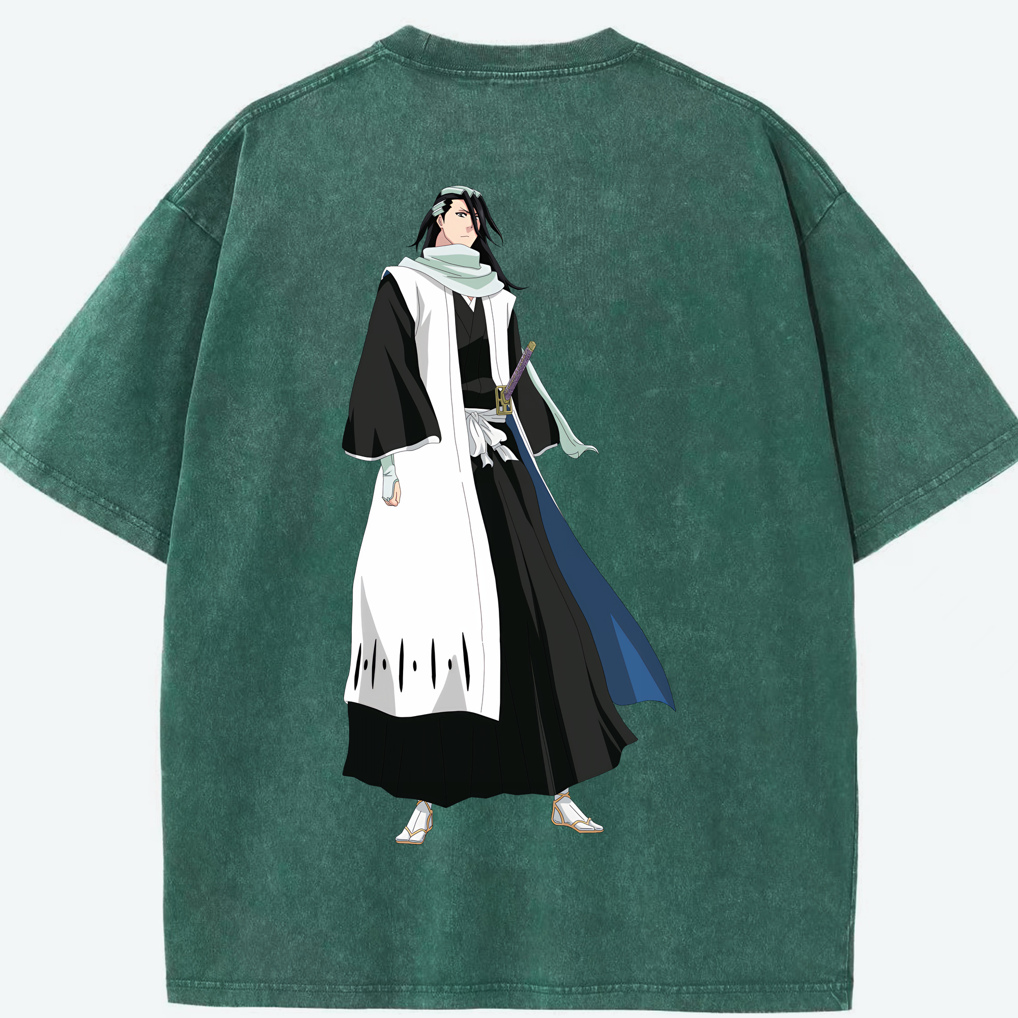 （画像用） ブリーチ くちき びゃくや BLEACH Kuchiki Byakuya 綿100% ヴィンテージ風 半袖Tシャツ（背面プリント）